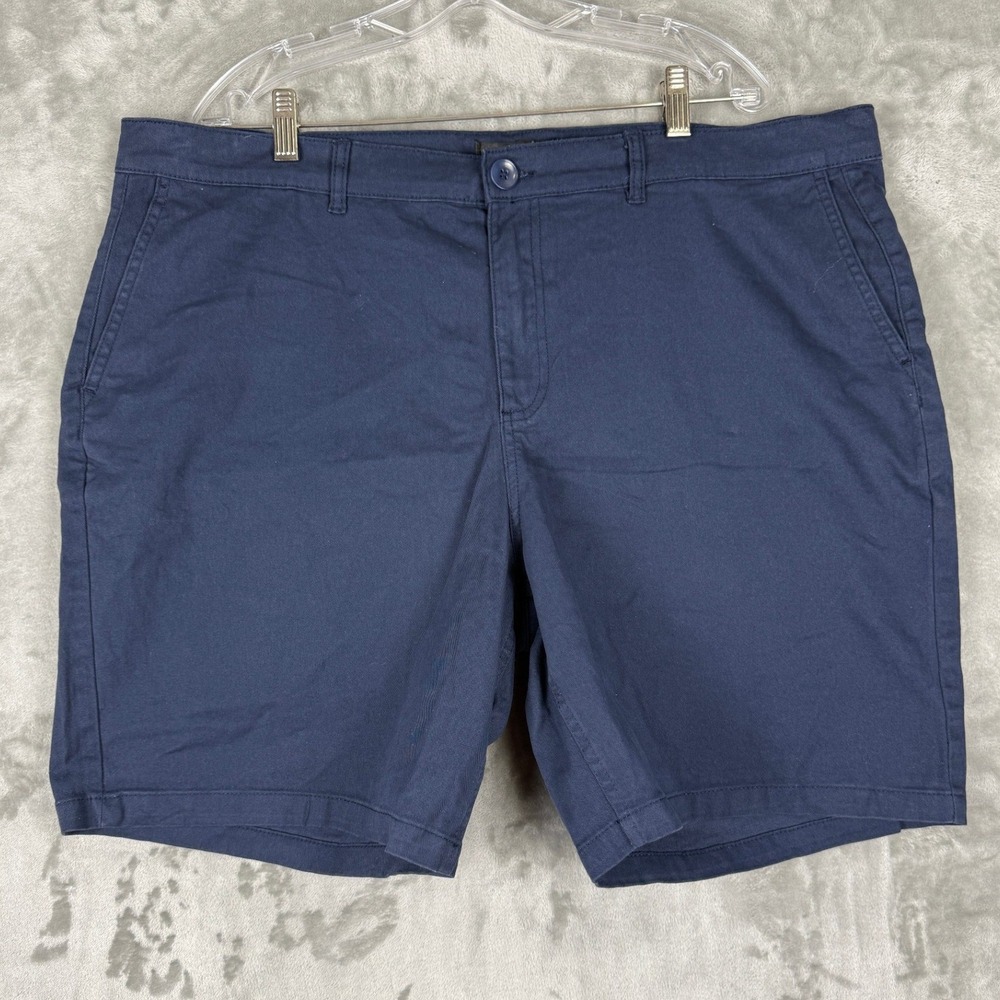 Saks Fifth Avenue Mens Navy Blue Stretch Cotton Chino Shorts Size 38 Flat Front